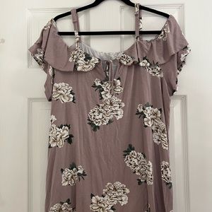 Floral torrid 1X with cold shoulder